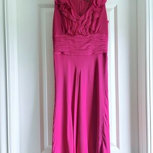 ANTONIO MELANI Fuchsia Ruffled Maxi Dress